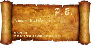 Pamer Balázs névjegykártya